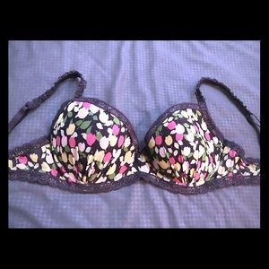 Purple Flower Print Bra